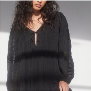 Aritzia Black Long Sleeve Peasant Dress